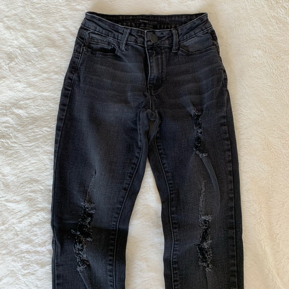 Black Distressed Skinny Jeans - Picture 1 of 4